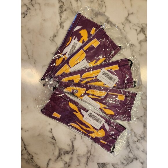 LSU Tigers Purple & Gold Face Mask Set of 5 For Adults - Picture 1 of 4